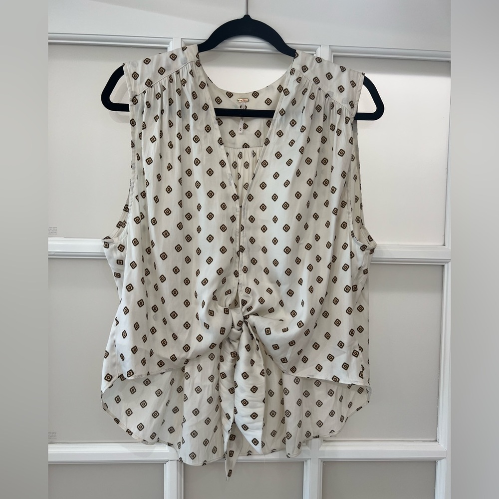 Free People Boho Tie Waist Blouse Size M